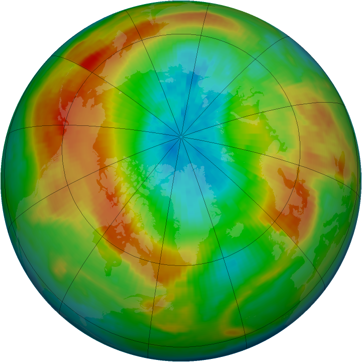 Arctic ozone map for 28 March 1997